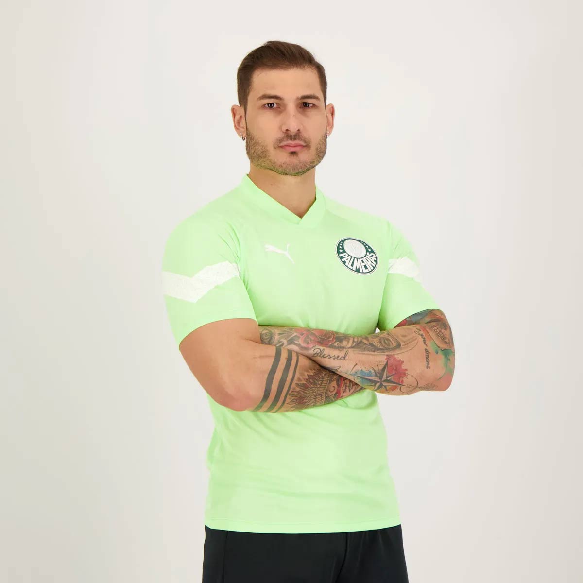 Camisa Puma Palmeiras Treino 2023 Verde Fluorescente 23 R. Veiga