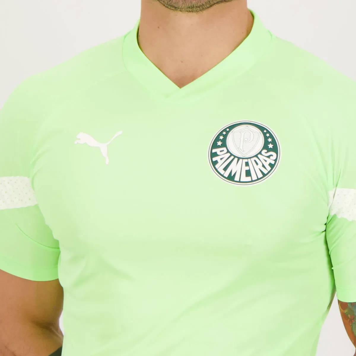 Camisa Puma Palmeiras Treino 2023 Verde Fluorescente 23 R. Veiga