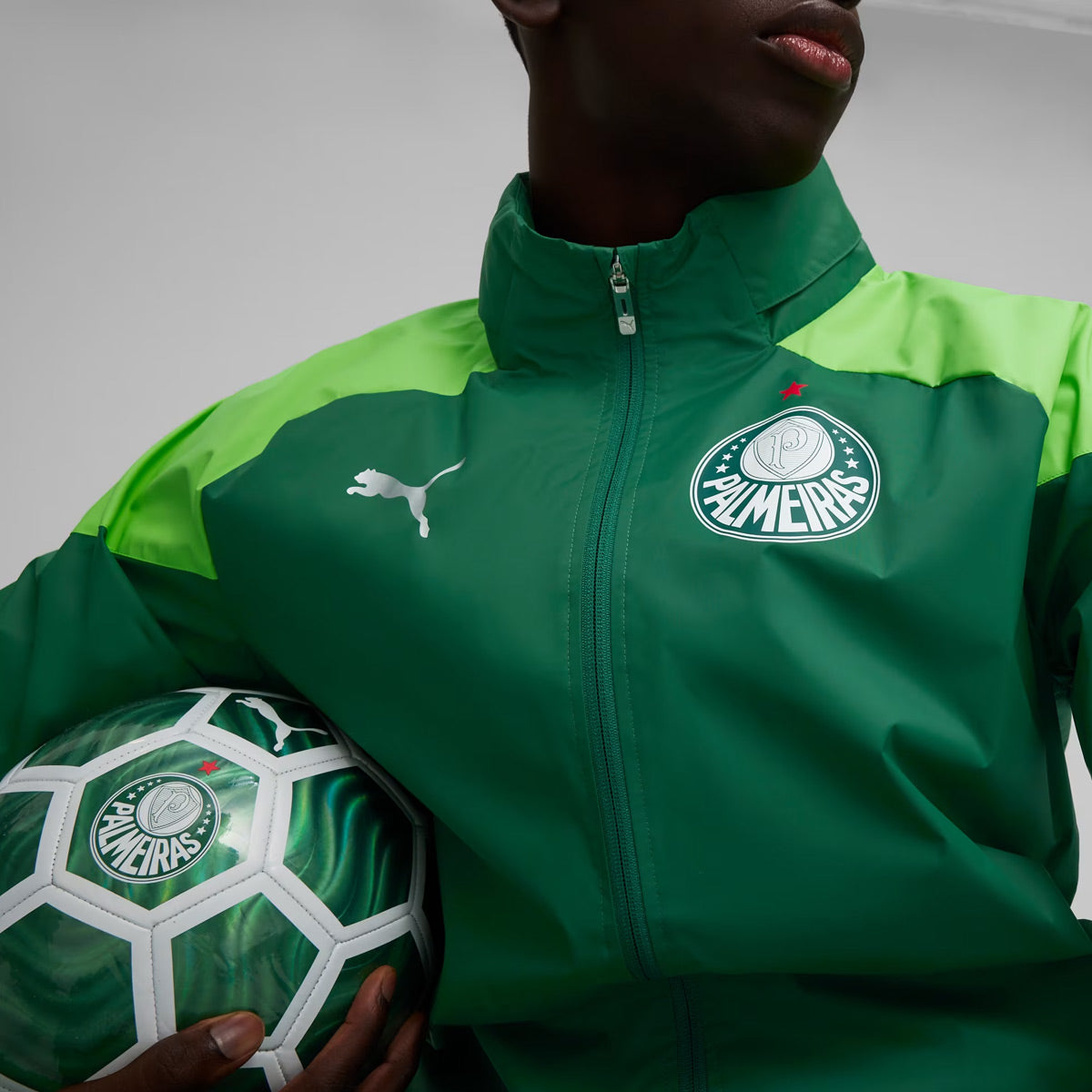 Jaqueta Puma Palmeiras Treino Escudo Verde Escuro