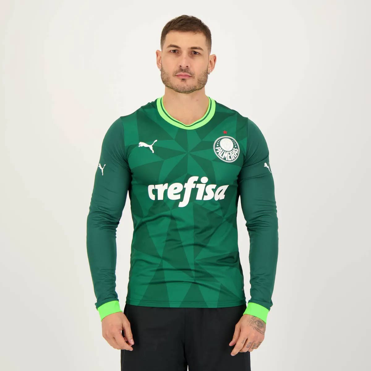Camisa Puma Palmeiras I 2023 Manga Longa 9 Vitor Roque