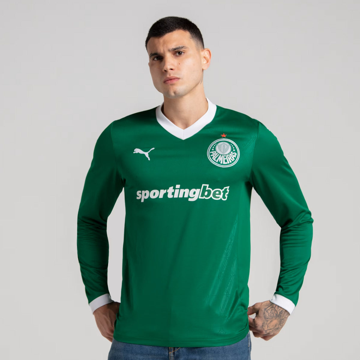 Camisa Puma Palmeiras I 2025 Manga Longa