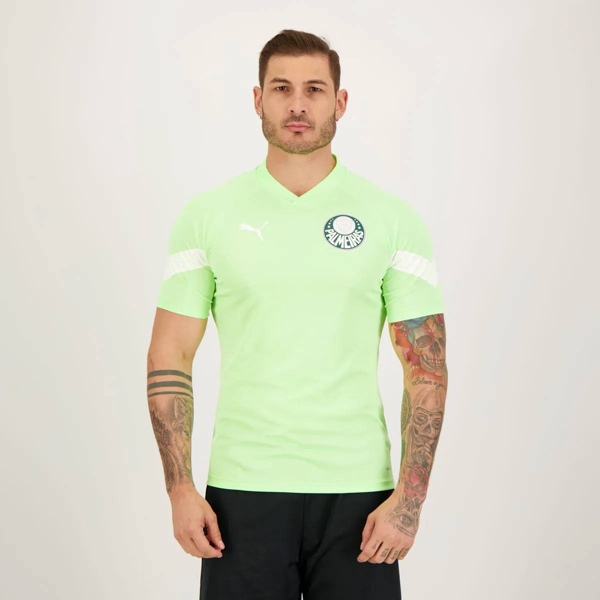 Camisa Puma Palmeiras Treino 2023 Verde Fluorescente 23 R. Veiga