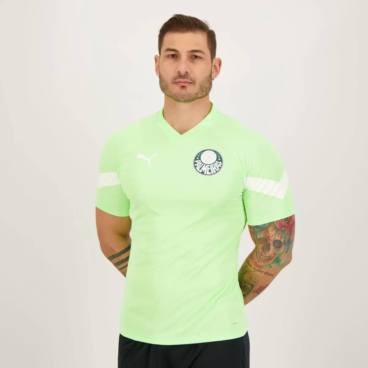 Camisa Puma Palmeiras Treino 2023 Verde Fluorescente 23 R. Veiga