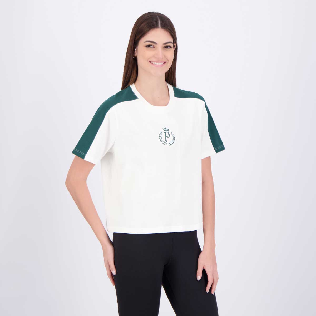 Camiseta Cropped Palmeiras Herança Feminina Branca